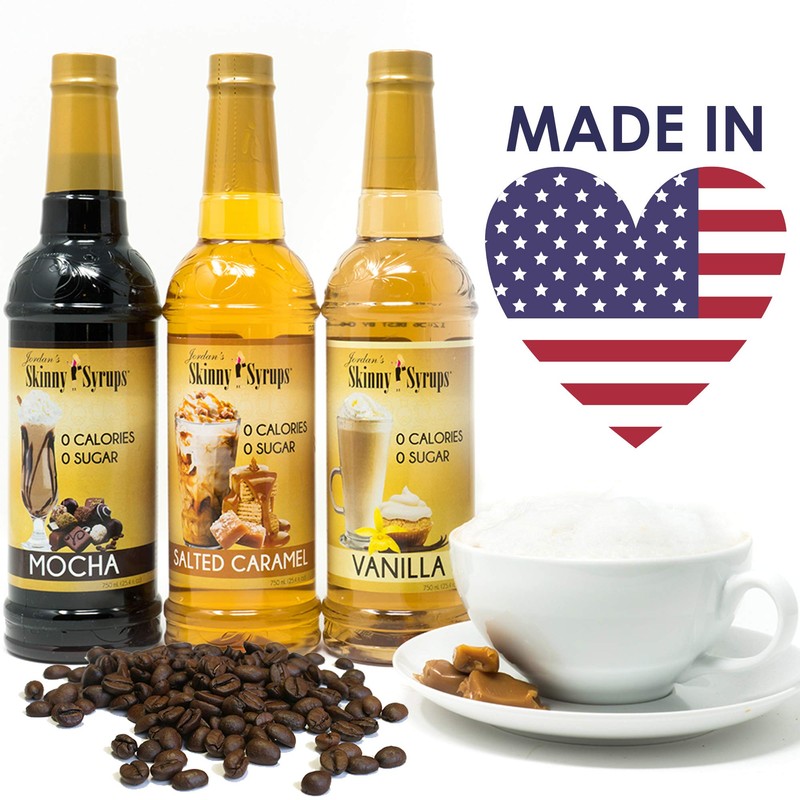 Jordan's Skinny Mixes Sugar Free Flavoring Syrup, Salted Caramel Mocha,