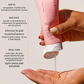 Limpiador en gel AHA, limpiador facial suave y limpiador AHA BHA con ácido hialurónico, limpiador facial exfoliante para pieles grasas