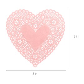Hygloss Products Heart Paper Doilies – 8 Inch Pink Lace Doily for Decorations, Crafts, Parties, 18 Pack