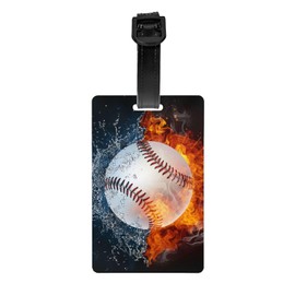 Baseball Luggage Tags for Suitcases, Small Sports Backpack Tags for Kids Boys Men Travel, Cool Bag Tag with ID Name Baggage Labels with Buckle Strap Suitcases Bag Tag (1 Pack)