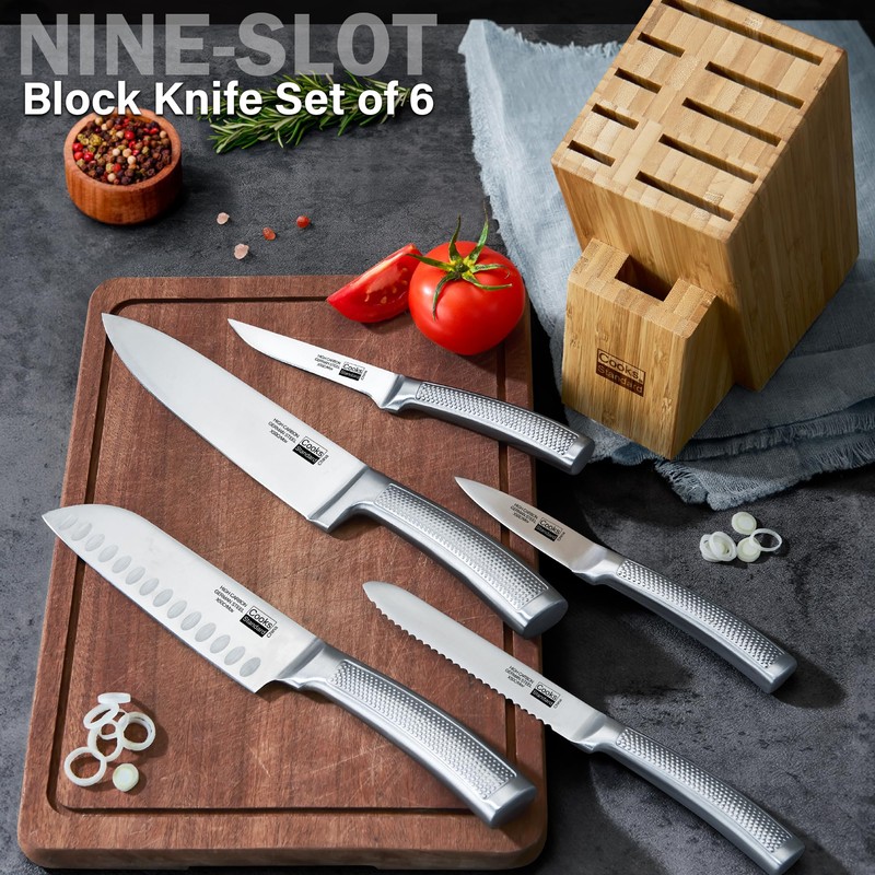 Cooks Standard Kitchen Knife Set with Block 6-Piece, Stainless Steel