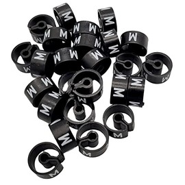 Tex-Clip Black Size Tabs, Size Label for Textiles, Size Rings for Hangers, Size Finder, Size Marking Size M Pack of 25