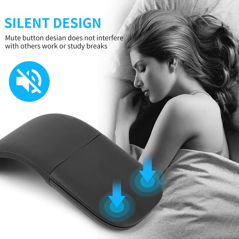 Foldable Mouse Bluetooth Folding Wireless Mice with Touch Panel-Black