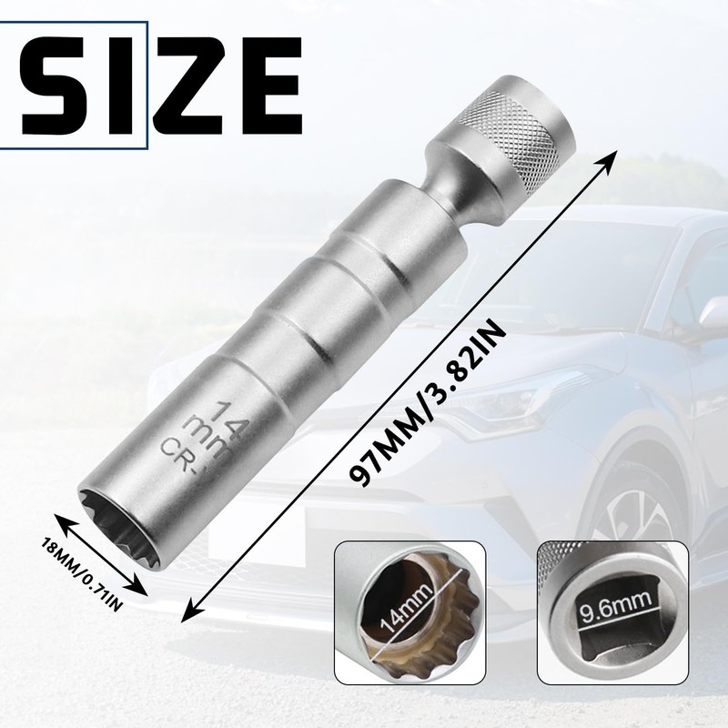 TUZHE Spark Plug Wrench 14 mm Magnet Universal Flexible Spark