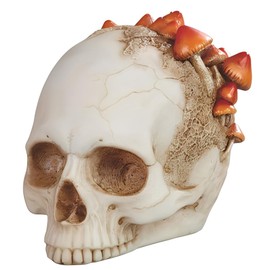 ICE ARMOR 4.75" H Skull with Mushroom Figurine Statue Sculpture Ornament Decoration Home/Room Decor Ideas for Housewarming, Holidays and Birthdays Great Collectible