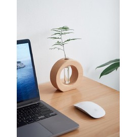 WONQEXZ Tabletop Vase,Modern Boho Planter Propagation Vase,Indoor Plant Pots for Desk Decor,Yellow Wooden Flower Vase,Plant Gift,1.6 * 4.9 * 4.3in,Plants Not Included