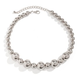 ALRNBY Beaded Necklace for Women Red/Black/Gold Statement Necklace Ruby Choker Necklace Trendy Lightweight Jewelry Hypoallergenic Faux Pearl Bead Necklace Trendy Jewelry Gift (Color3 Silver Bead)