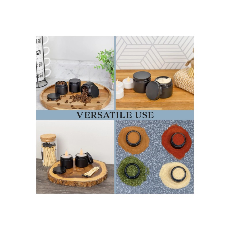 2oz Black Coated Glass Jars 12pk; Cosmetic Balm Jars w/