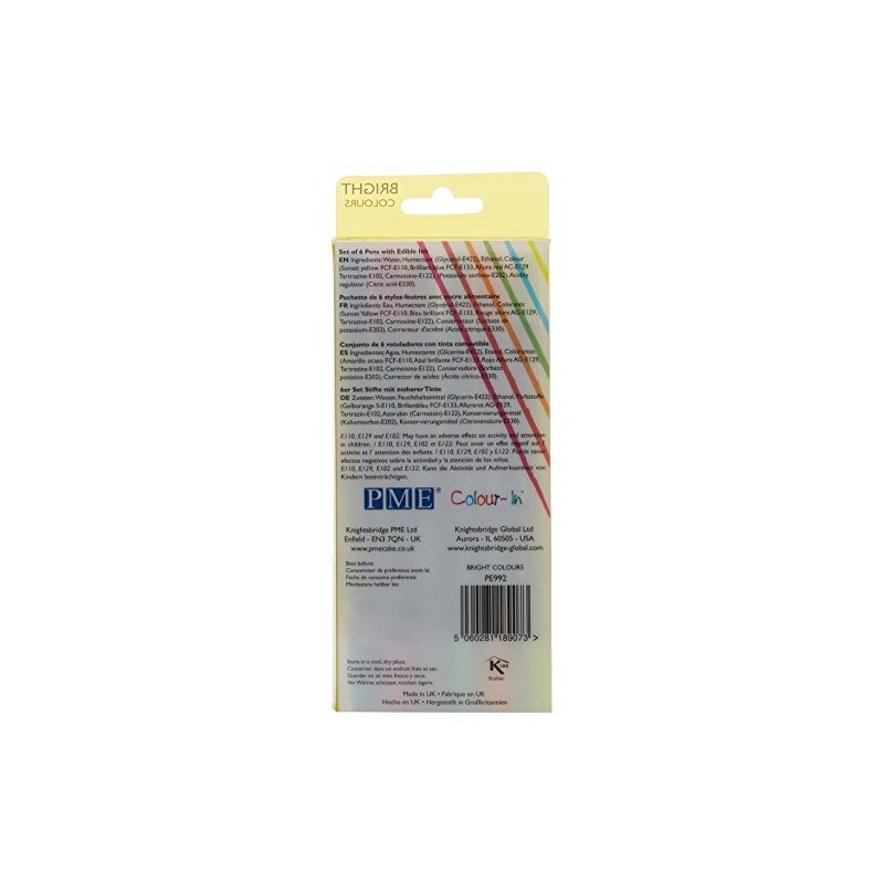 PME Edible Ink Brush and Fine Pen Bright Colours, Pack