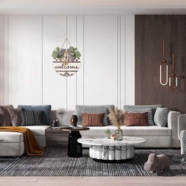 CHDITB 3D Welcome Sign Front Door,Boho Welcome Door Wreath Porch Decor,Wreath for Front Outdoor,Boho Rustic Farmhouse Sign with Artificial Leaves&Beads Home Decorations for Porch Garden Home