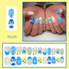 Almond Flower Press on Nails Medium Fake Nails Blue Yellow