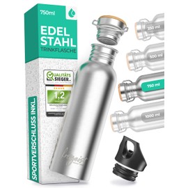 Freigeist Drinks Bottle, Stainless Steel, 350 / 500 / 750 / 1000 ml, Single-Walled Water Bottle for Outdoors, Children and Sports, silver, 750 ml