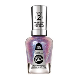 Sally Hansen Miracle Gel Nail Polish Special Effect Top Coat | Salon Quality, Gel-Like Formula, Two-Step System, No UV Light Needed, Long Lasting | 112 Glitterstorm | Sheer Glittery Purple Nail Polish