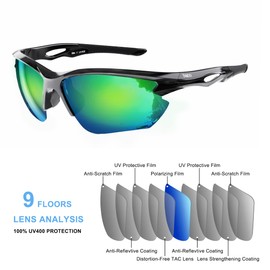 BONDDI Sunglasses Men - Polarized Sports Sun Glasses Ultra Light Unbreakable Frame Eyewear UV400 Protection for Man Women