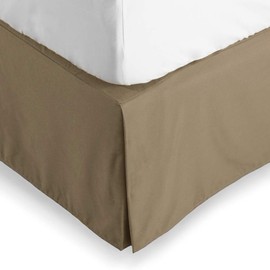 Bare Home Pleated Queen Bed Skirt - 15-Inch Tailored Drop Easy Fit - Bed Skirt for Queen Beds - Center & Corner Pleats (Queen, Taupe)