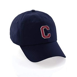 I&W Hatgear Customized Letter Intial Baseball Hat A to Z Team Colors, Navy Cap White Red Letter C