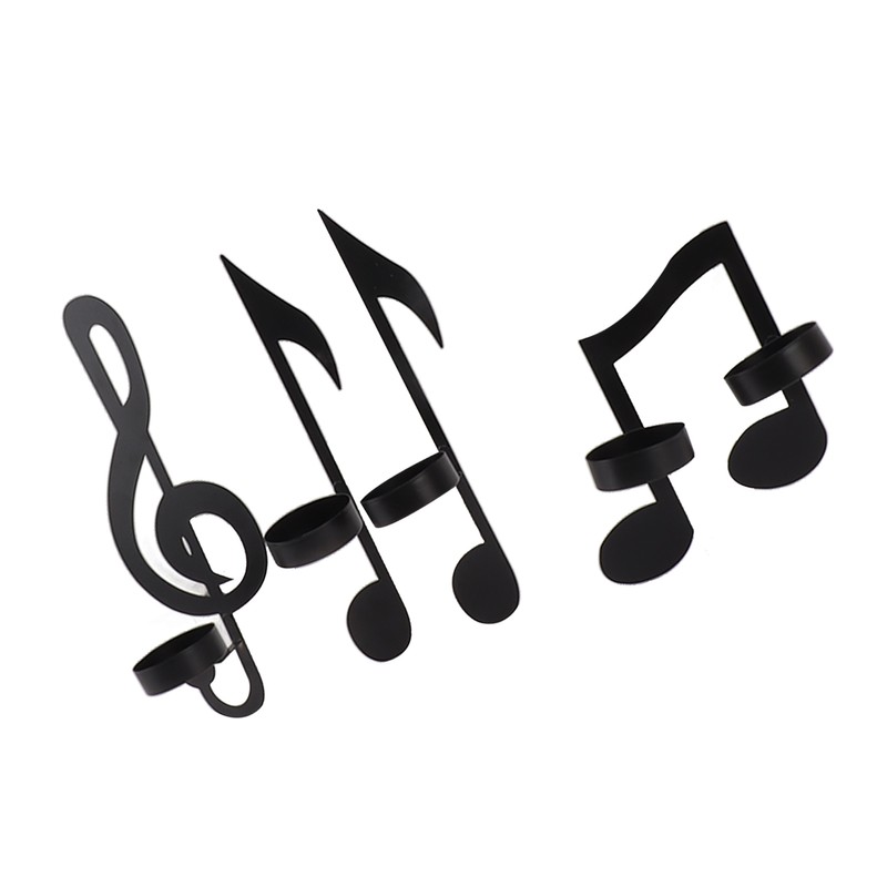 4Pcs Unique Iron Black Music Note Wall Sconce Candle Holder