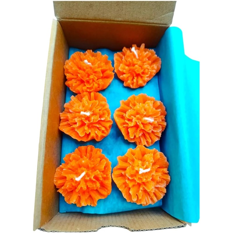 Set de 12 velas de cempásuchil con forma y aroma