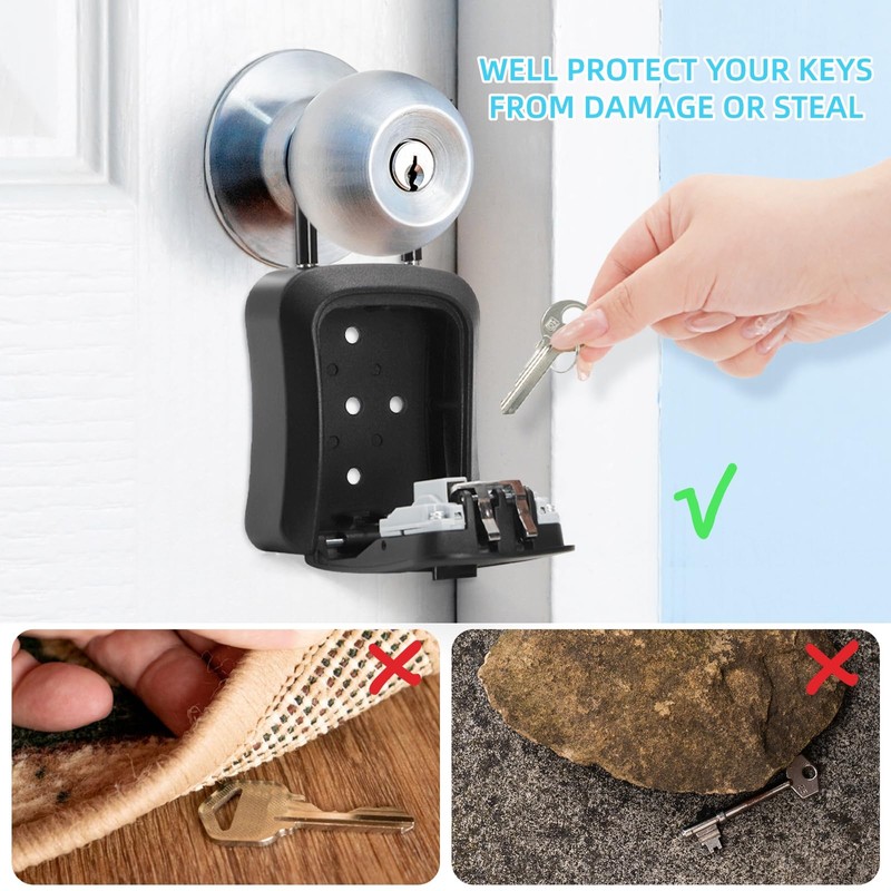 Cididu 2 Pack Key Lock Box for Outside, Wall Mount