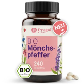 Organic Monk's Pepper High Dose 10 mg (Agnus Castus) - Small & Easy to Swallow Popular Ladyherb - 240 Mini Tablets with Organic Monk Pepper Extract from France PregniVital®