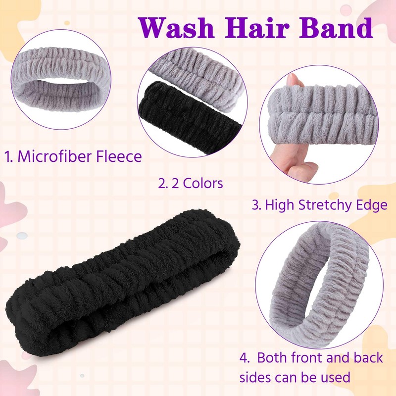 YGQQOY Spa Headband, Makeup Headband for Washing Face,Hair Bands Men,Black