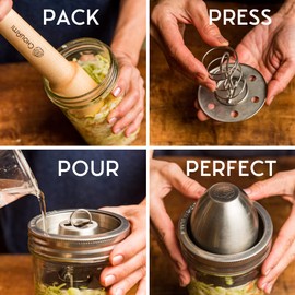 LE PARFAIT Stainless Steel Fermenting Kit with 1L Glass Jar, 1 EA