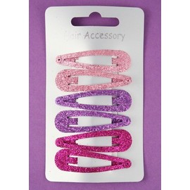 6 Hot Pink Purple Light Pink Glitter Hair Slides IN8659