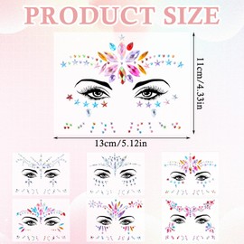 6 Stk Strasssteine Gesicht Aufkleber,Gesicht Edelsteine,Edelsteine Temporäre Tattoos,Glitzer Schmucksteine Strass Gesicht,Gesicht Strasssteine Selbstklebend,Glitzersteine Gesicht Festival,für Party
