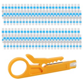 100PCS Solder Seal Wire Connectors AWG 16-14 Blue Solder Seal Heat Shrink Butt Connectors Terminals Waterproof Sleeve Tube Wire Splice Connector for Marine Automotive Boat Wire Joint