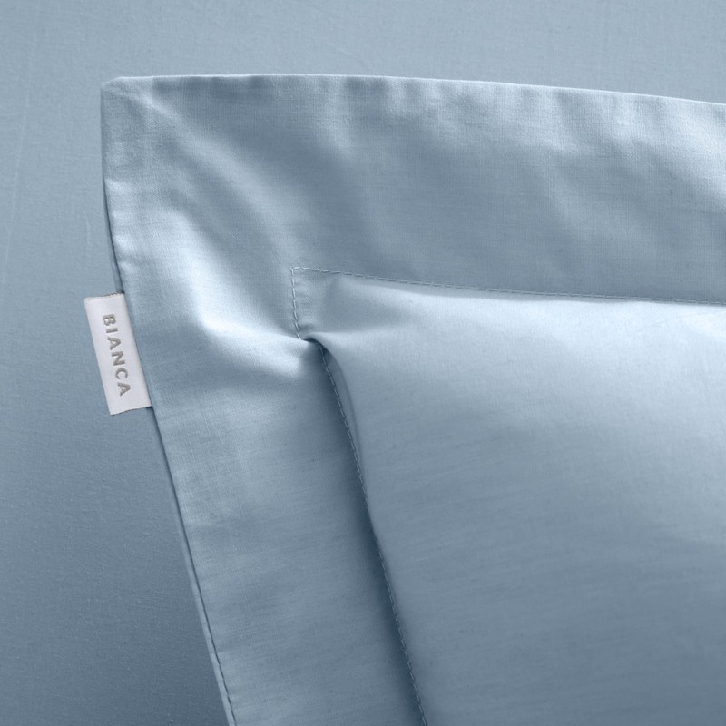 Bianca 200 Thread Count Cotton Percale Oxford Pillowcase Pair Blue