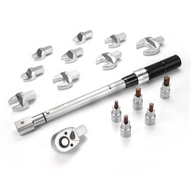 14mm x 18mm Open End Interchangeable Torque Wrench Set, Chrome Vanadium Steel, 1/2 Inch Ratchet Head, 16 Pieces