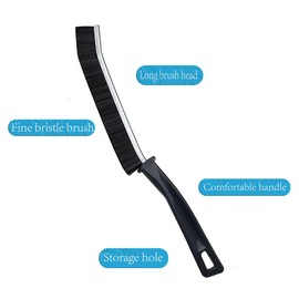 Hard Bristle Crevice Cleaning Brush.Multi-Purpose New Cleaning Brush Tool, Black Bristles with Ergonomic Grip Bathroom Gap Brush, Home, Kitchen, Bathroom, Faucets, Toilet,Window, Vehicle, (7)