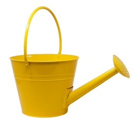 Very Cool Stuff Watering Can Planter, Goldenrod - Rustic Farmhouse Metal Flower Pot with Drainage Holes - Easy to Assemble Decorative Planter for Indoor & Outdoor Garden, Porch, Patio & Tabletop