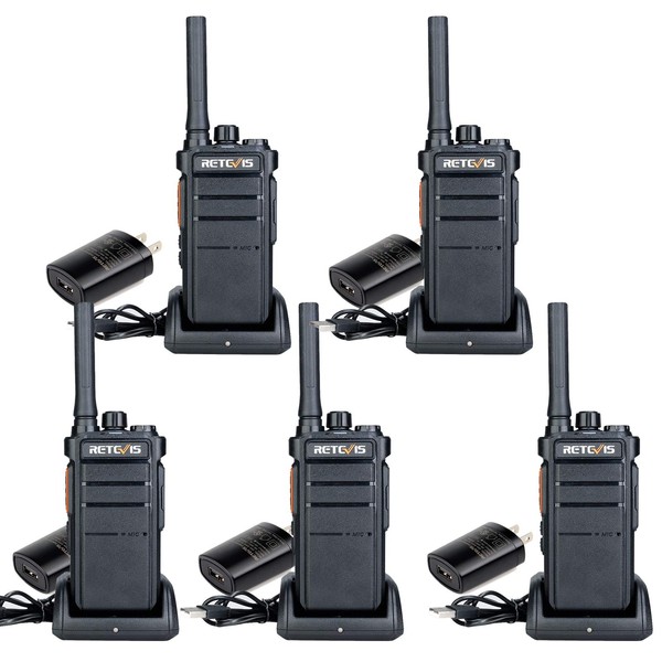 Retevis RB26 Two Way Radios Long Range Rechargeable,2000mAh Portable GMRS 2 Way Radio,USB-C Port,Professional Walkie Talkies with Flashlight(5 Pack)