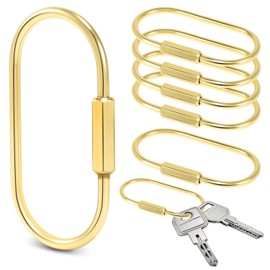 6 Pack Brass Keychain Gold Carabiner Clip with Secure Locking Screw Carabiners Key Holder Keychains Key Ring for Outdoor Camping Paracord Lanyard Keys Chain Backpack Bags Luggage Tags Clip Anti-Theft