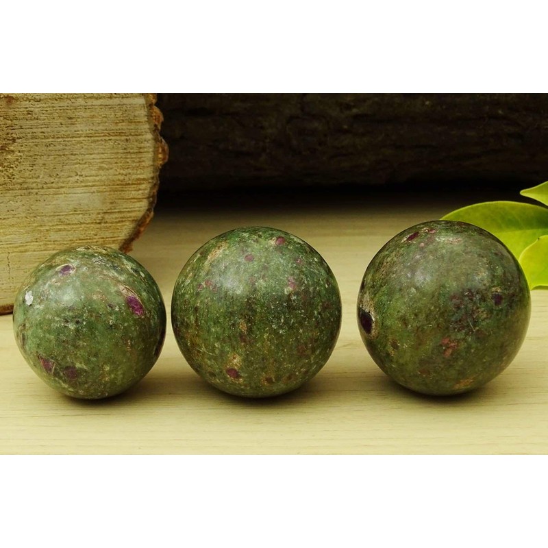 Reikiera Ruby Fuchsite Sphere Stone Ball With Ring Stand Aura