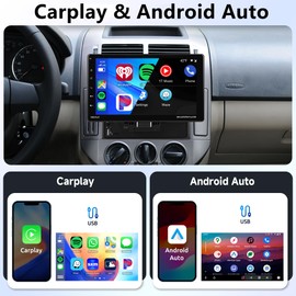 9 inch Single Din Touch Screen Car Stereo Carplay Android Auto, Rimoody Detachable Car Radio with Bluetooth FM Radio Mirror Link TF/USB/AUX Input Car Multimedia Player + Backup Camera