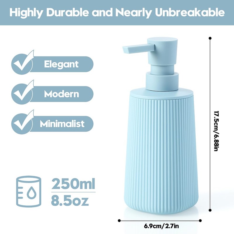 Small Soap Dispenser for Bathroom and Kitchen, Modern Farmhouse Striped