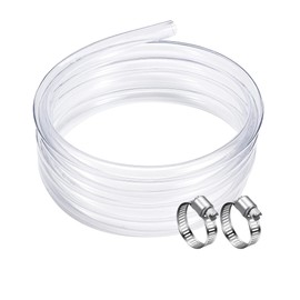 DAVCO 3/4" ID - 25 ft Clear Vinyl Tubing, Low Pressure Flexible PVC Tube, Heavy Duty UV Chemical Resistant Lightweight Plastic Vinyl Hose, BPA Free and Non Toxic, with 2 Stainless Clamps
