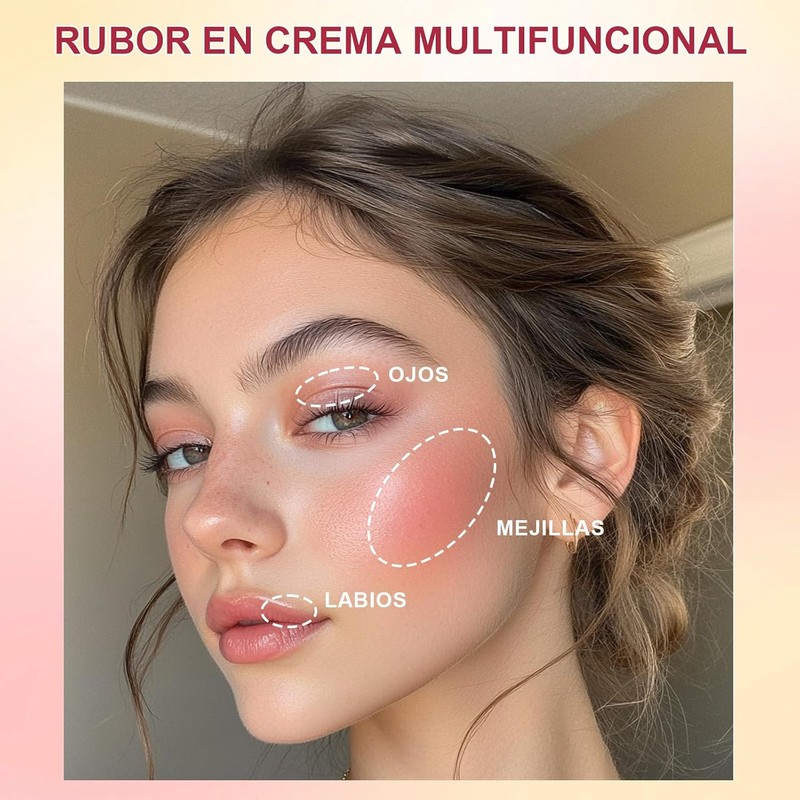 Rubor Multifuncional en Crema con Esponja Incorporada, 3 en 1