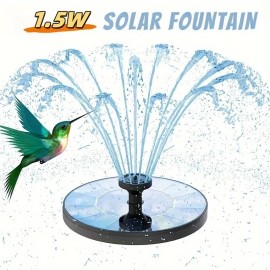 AISITIN Solar Power Bird Bath Fountain Pump Upgrade 1.5W Solar Fountain with 6 Nozzle AA