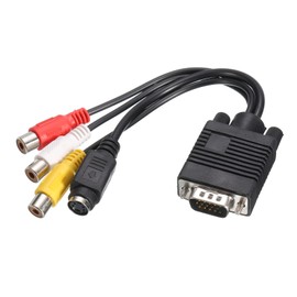 sourcing map VGA to RCA Cable, 3RCA + S-Video Adapter VGA Cable for TV PC Computer