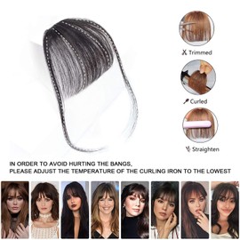 Tizzic Air Hair Bangs - Hair Clip In Bangs Hair Extensions Synthetic Flat Bangs With Temples，Invisible Nature One Piece Clip On Front Face Fringe Bangs Hairpiece For Women (LIGHT BROWN)