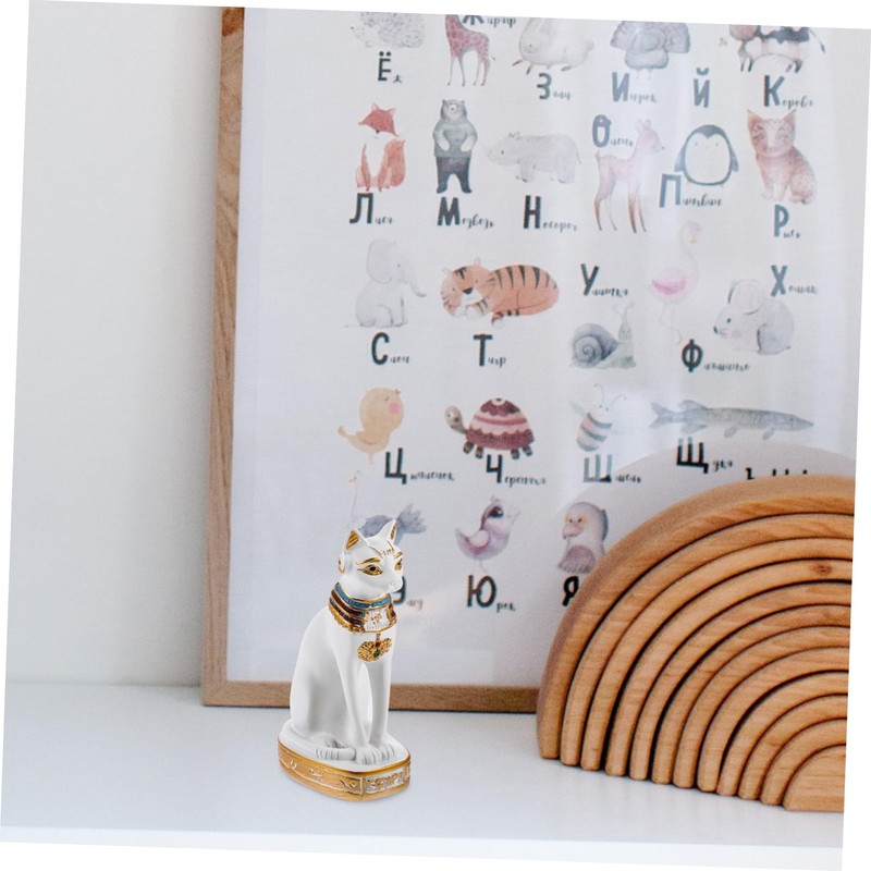 CIYODO Reversible Resin Cat Statue Egyptian Cat Decor Cat Desktop