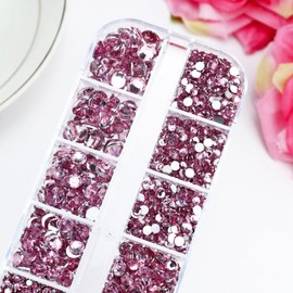 Towenm B7000 Clear Glue with 4000PCS Light Pink Rhinestones for Crafts Clothing Fabric Shoes, Glue Fix Flatback Gems for Nails Face Jewelry, Mixed 5 Sizes 2mm 3mm 4mm 5mm 6mm Gemstones Bejeweled Kit