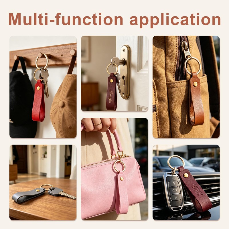 50 Pcs Leather Keychains, PU Leather Keychain Blanks, Key Chains