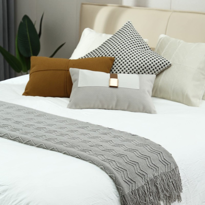 CREVENT Knitted Decorative Throw Blanket for Couch Sofa Chair Bed，Soft