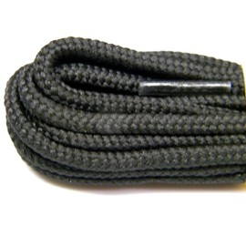 84 Inch Coal Black Rugged Wear Professional Boot Laces Round Long Lasting Shoelaces - 2 Pair Pack