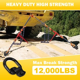 4-Pack 1/2-Inch Heavy Duty Bolt-On Forged D-Ring Shackles - 12,000Lbs Breaking Strength Truck Bed Anchors, Cargo Tie Down Hooks for Trailers, Trucks & Cargo Securement (Black)