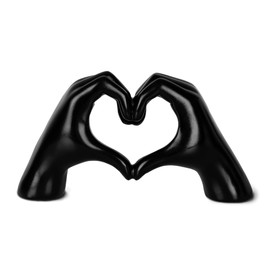 greafy Decorative Sculpture Hand and Heart for Living Room & Bedroom - Heart Shape Hand Statue Wedding Partner Mother Grandma Black